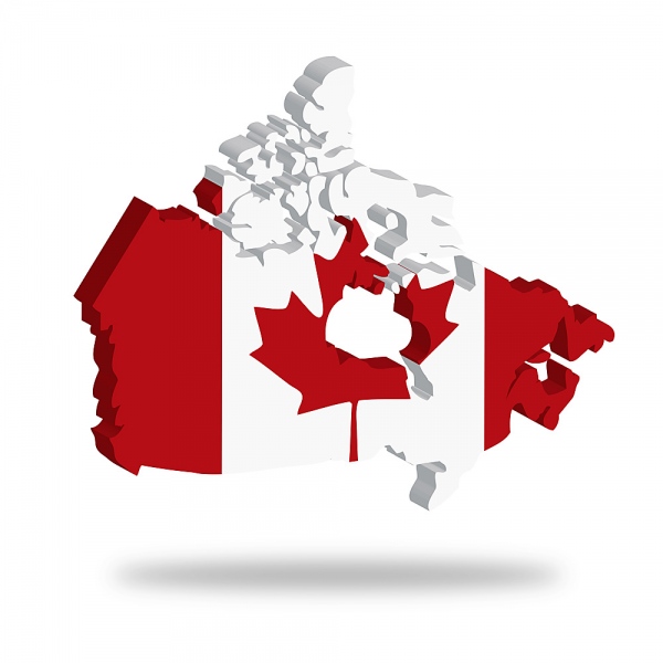  Outline and flag of Canada,3D,